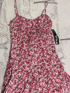 Trixxi Pink & Red Floral Midi Dress